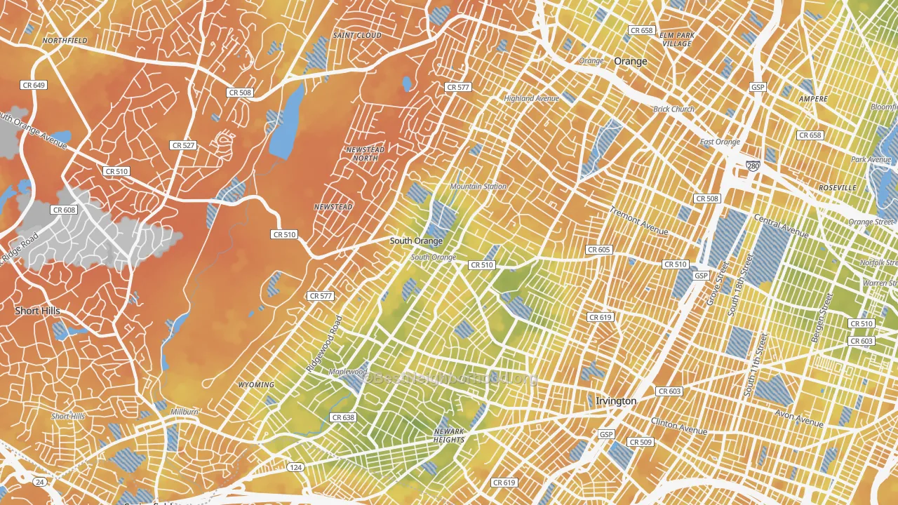 Bike Grade map of South Orange, NJ