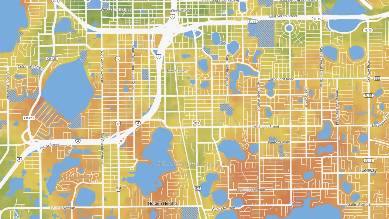 Bike Grade map of South Orange, Orlando, FL