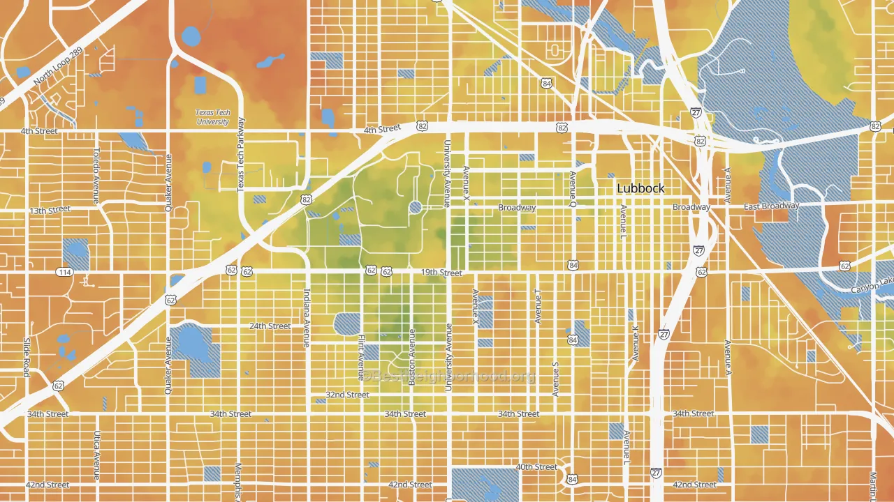 Bike Grade map of South Overton, Lubbock, TX