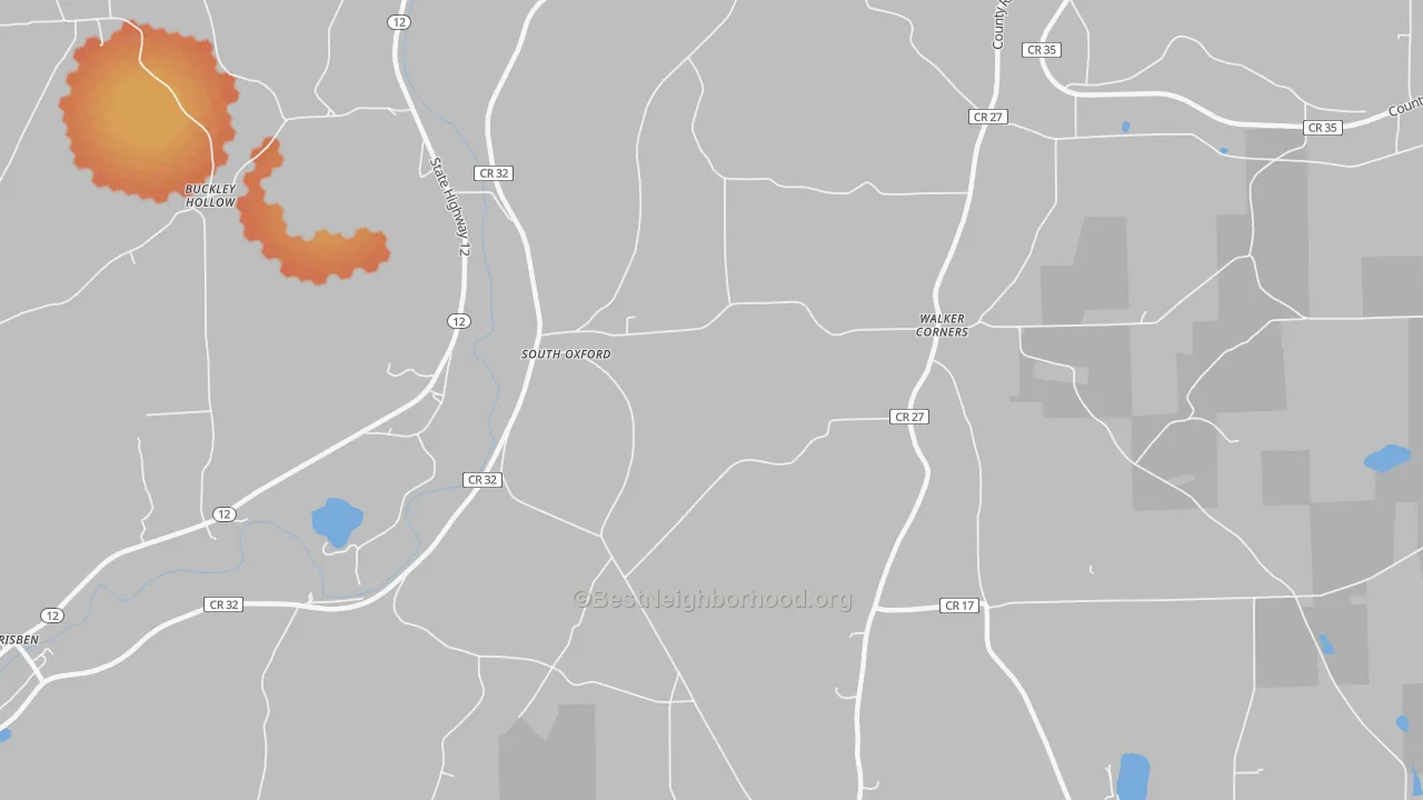 Bike Grade map of South Oxford, NY
