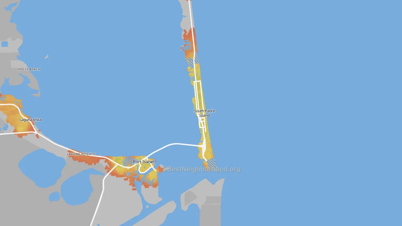 Bike Grade map of South Padre Island, TX