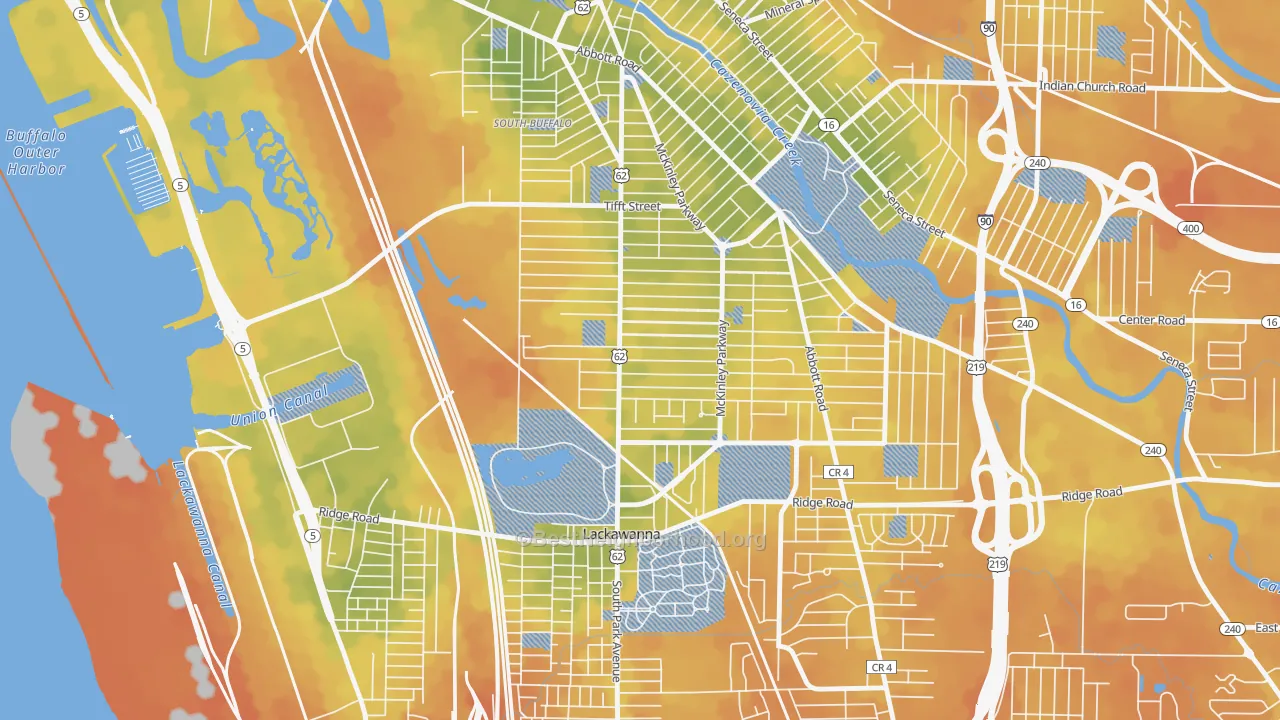 Bike Grade map of South Park, Buffalo, NY