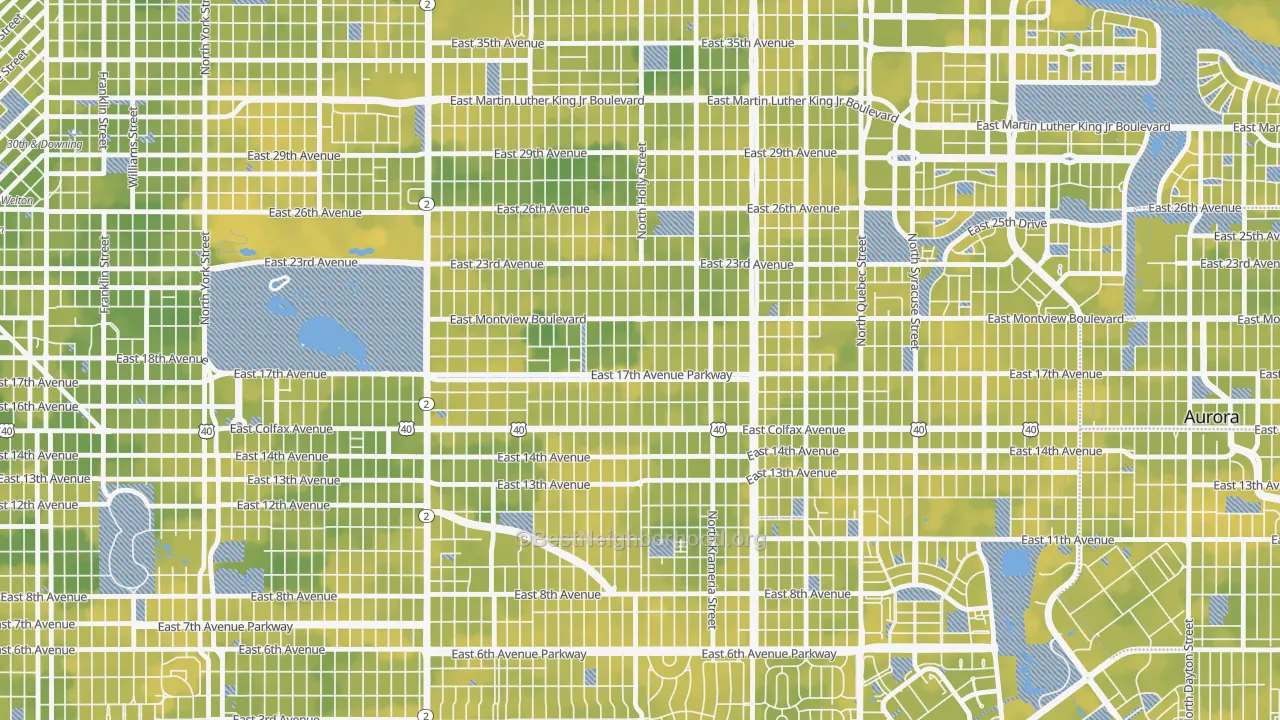 Bike Grade map of South Park Hill, Denver, CO