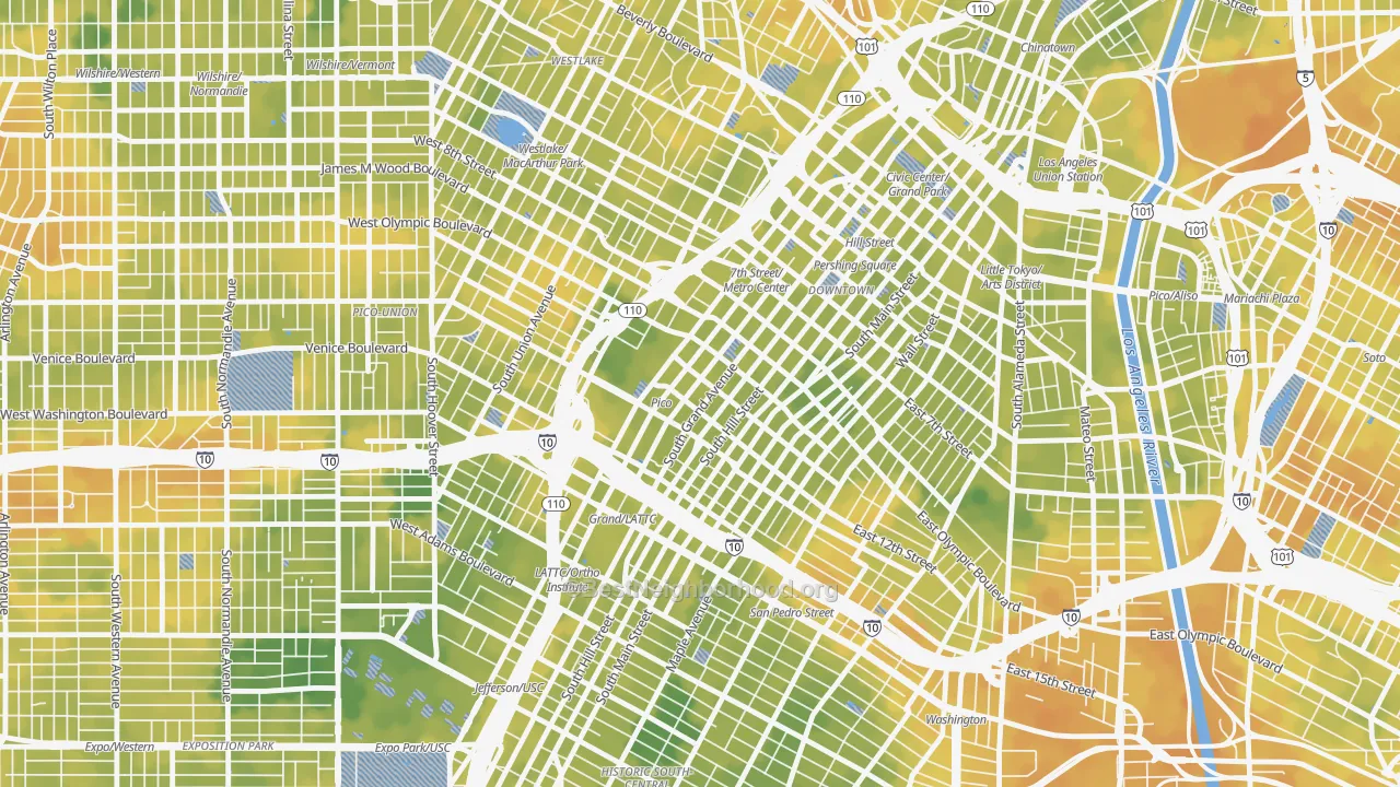 Bike Grade map of South Park, Los Angeles, CA