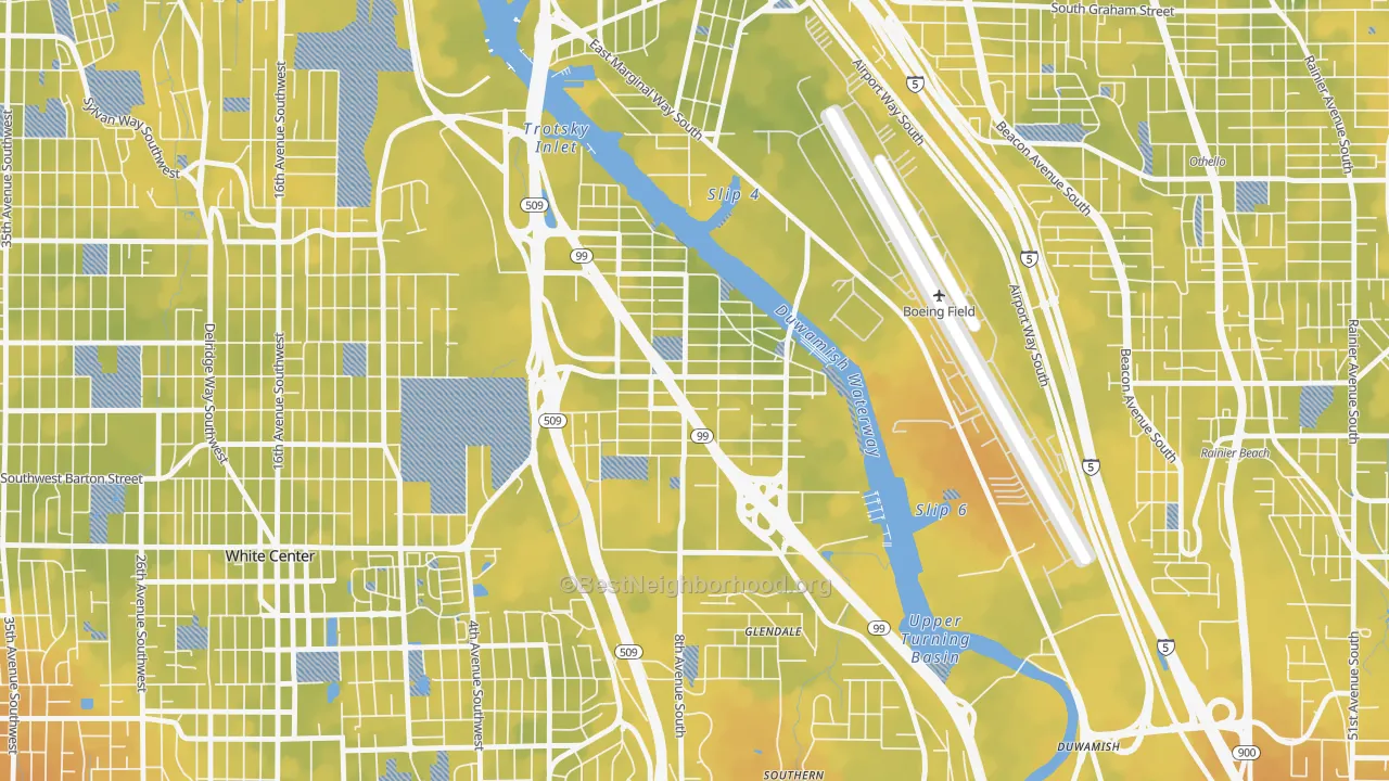 Bike Grade map of South Park, Seattle, WA
