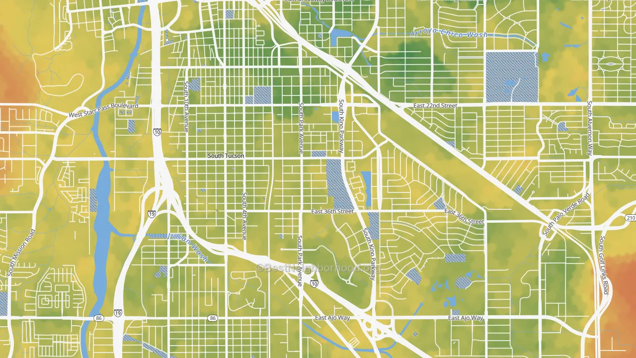 Bike Grade map of South Park, Tucson, AZ