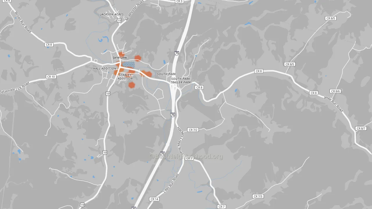 Bike Grade map of South Park, WV