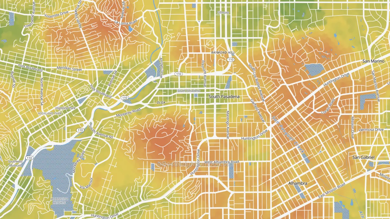 Bike Grade map of South Pasadena, CA