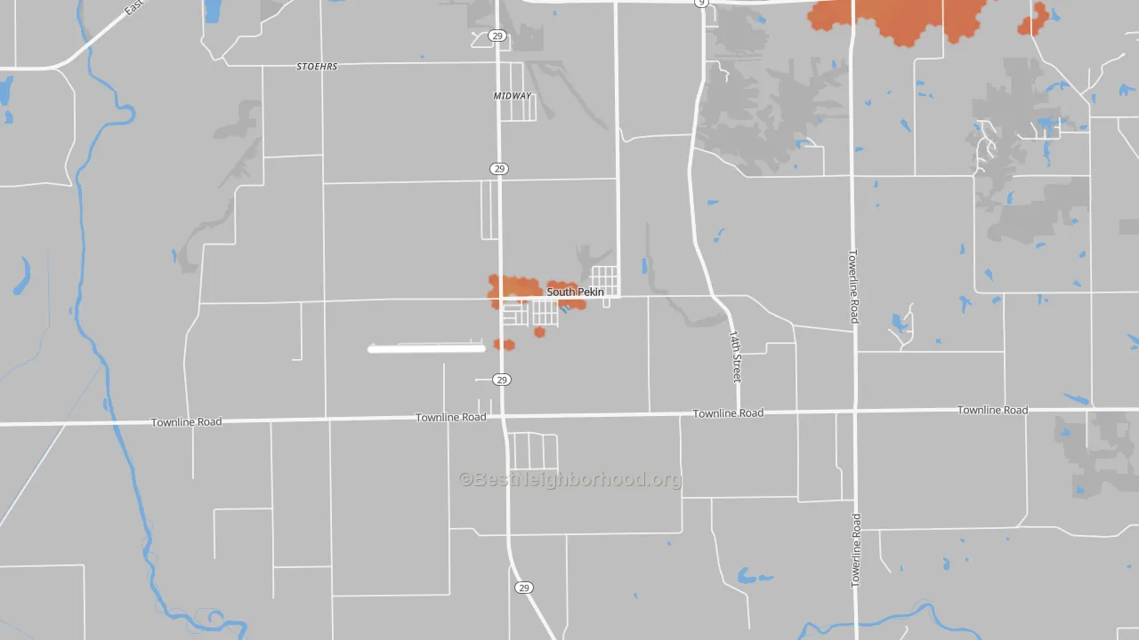 Bike Grade map of South Pekin, IL