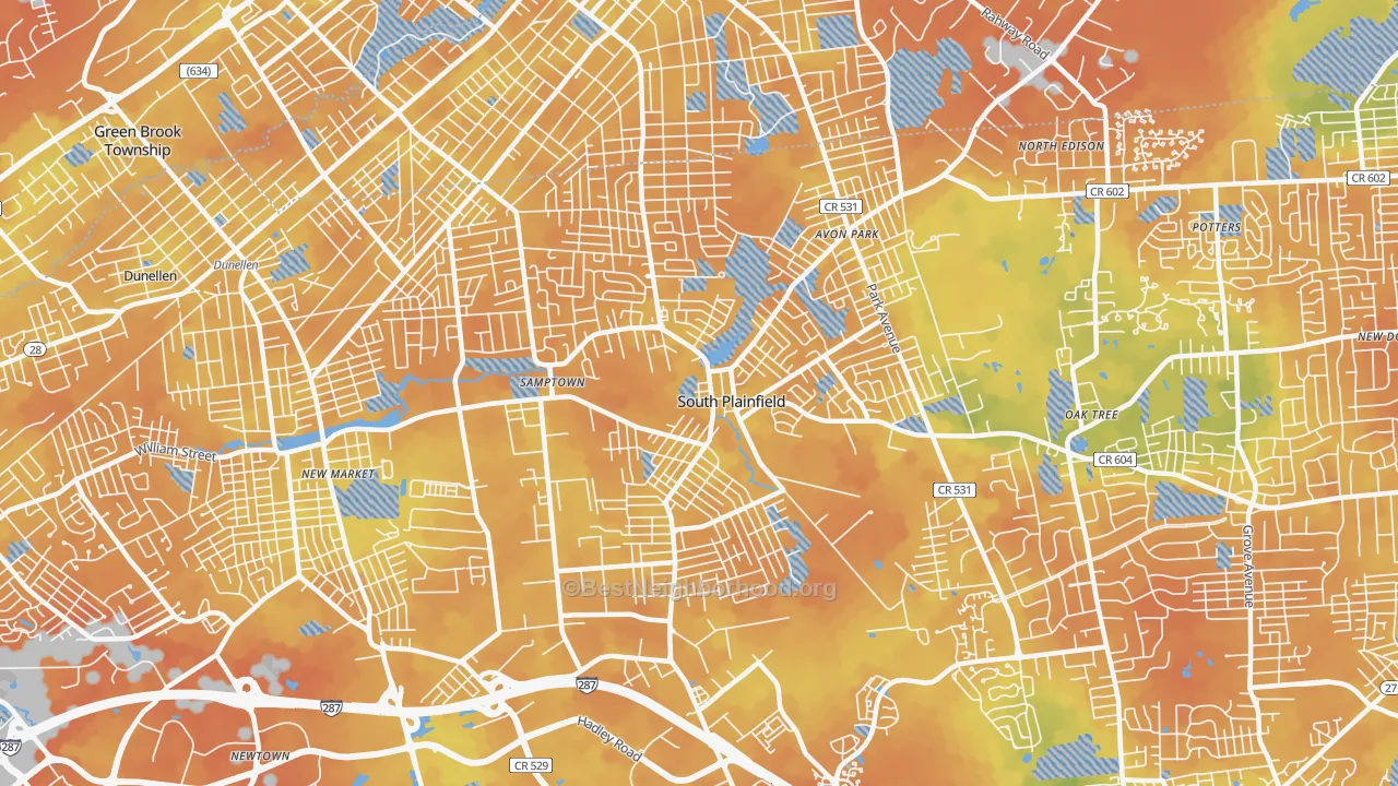 Bike Grade map of South Plainfield, NJ