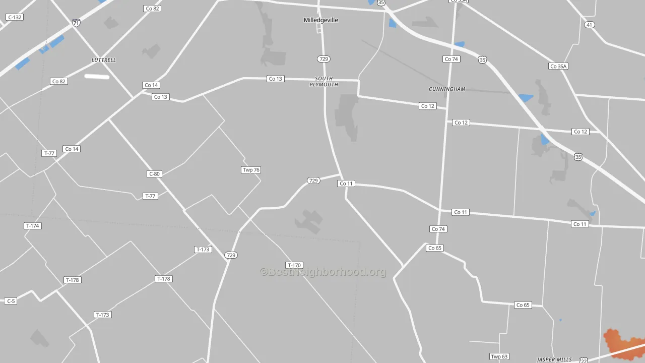 Bike Grade map of South Plymouth, OH