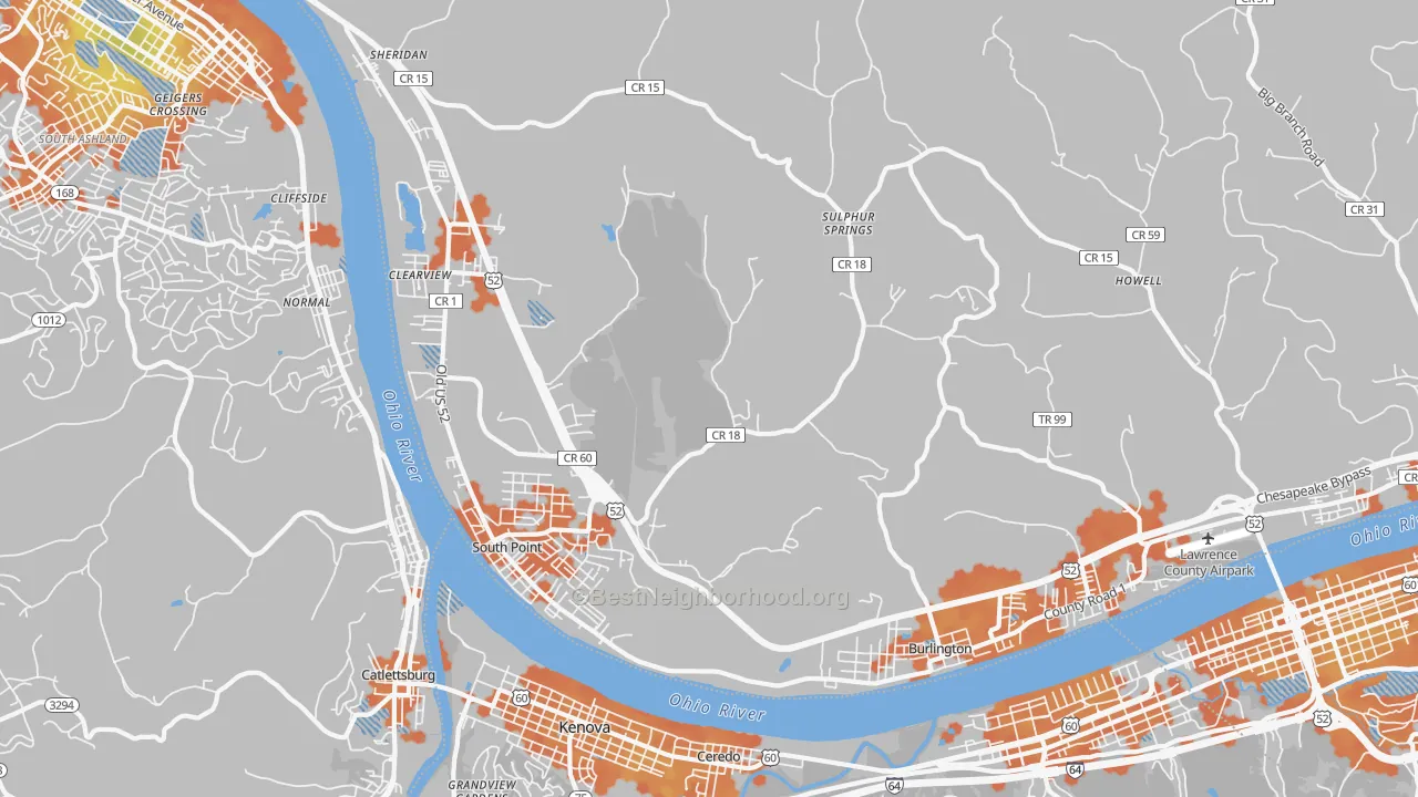 Bike Grade map of South Point, OH