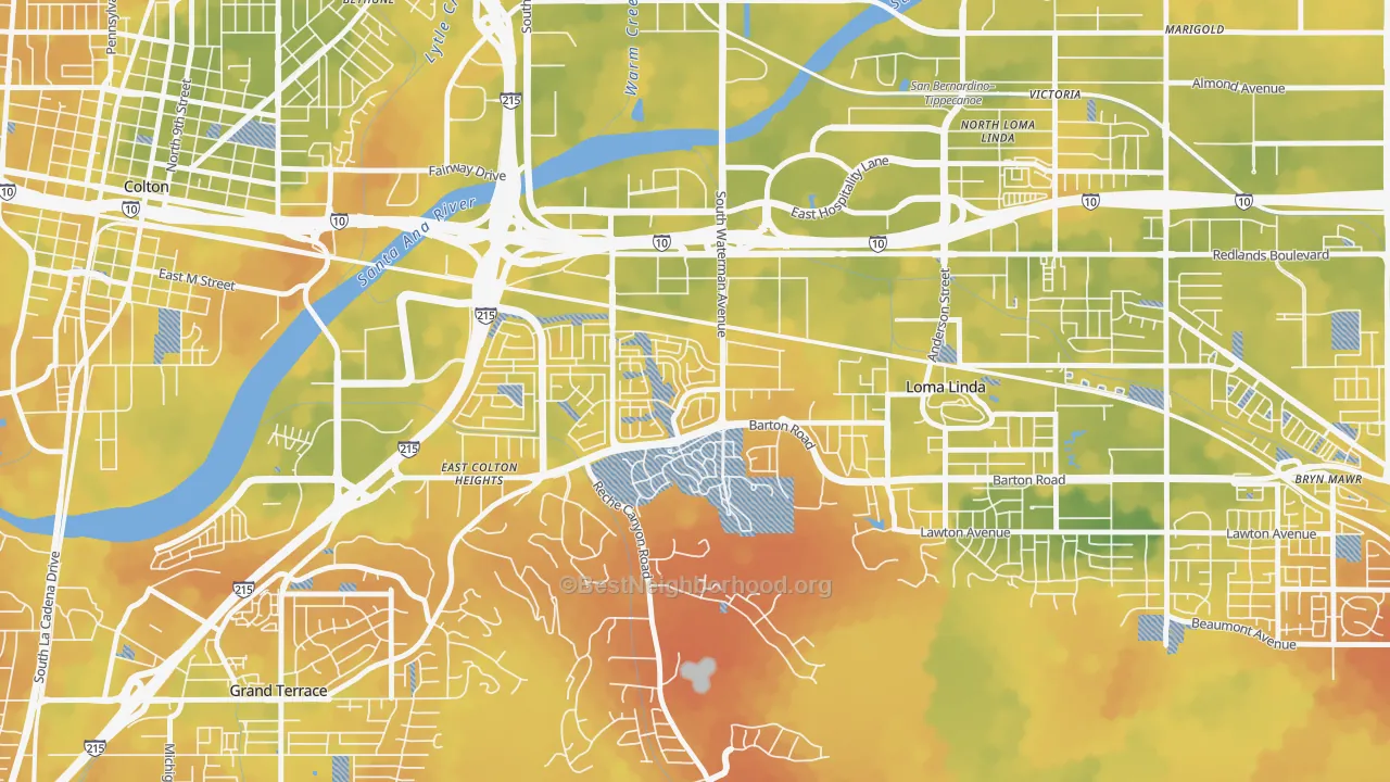 Bike Grade map of South Pointe, San Bernardino, CA