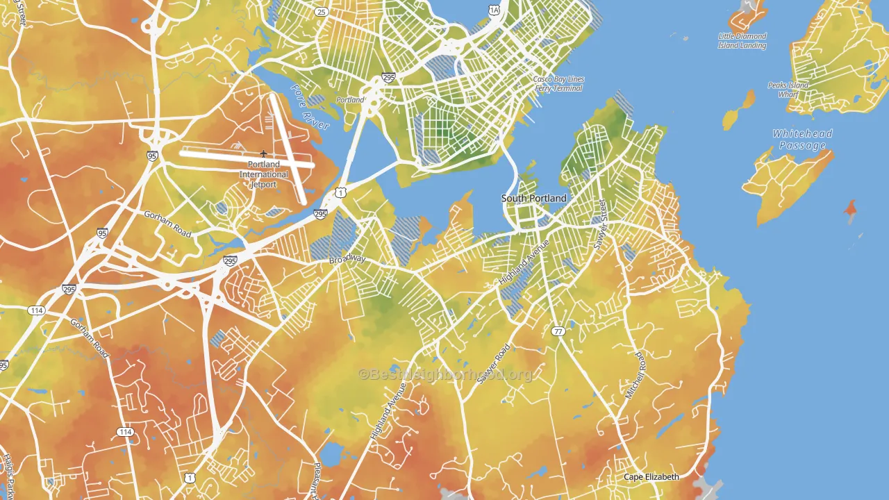 Bike Grade map of South Portland, ME