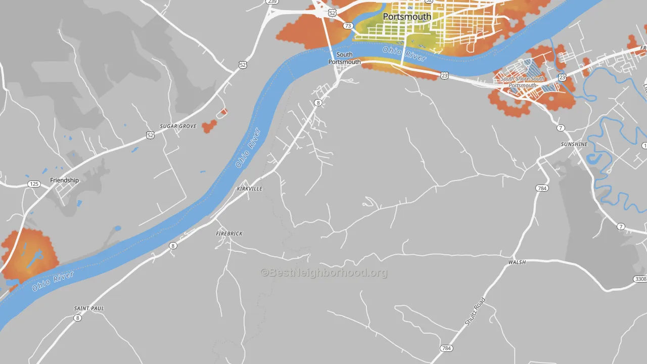 Bike Grade map of South Portsmouth, KY