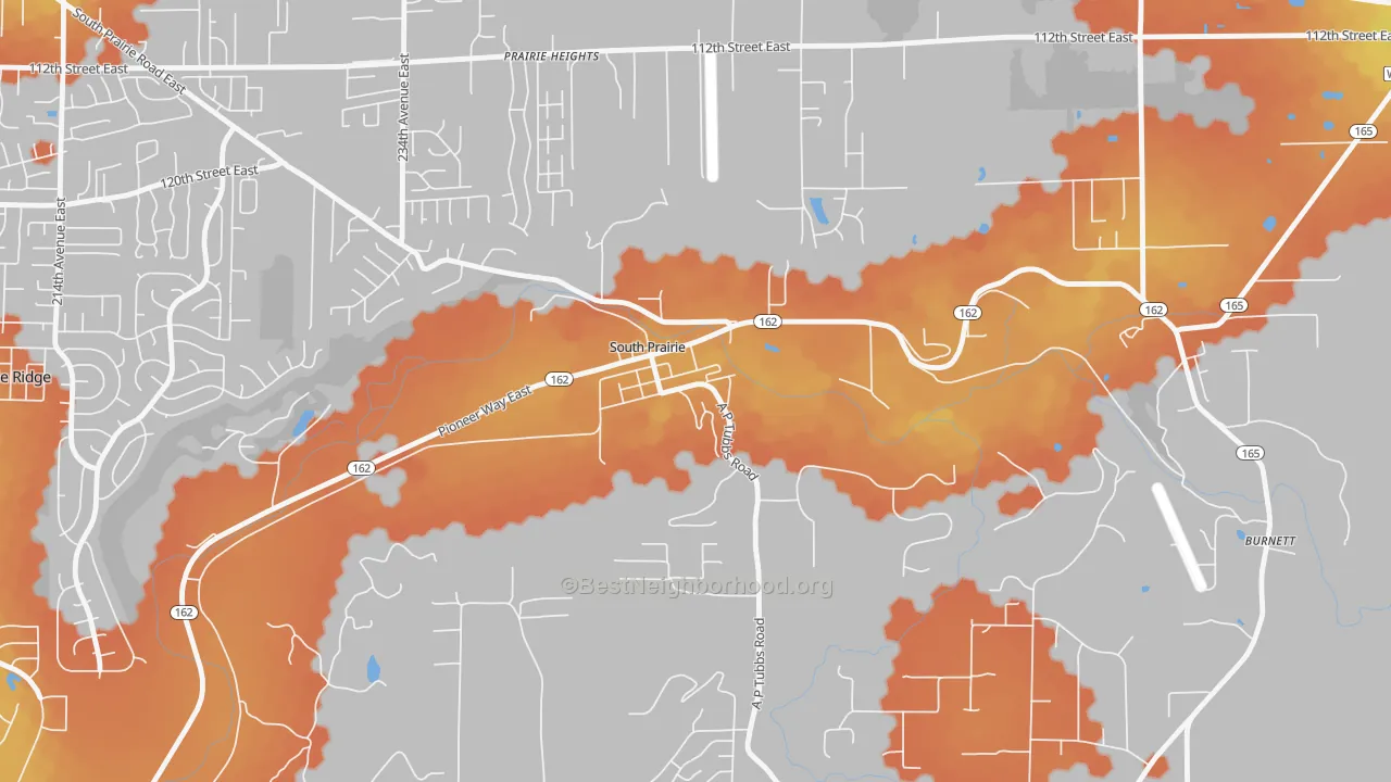 Bike Grade map of South Prairie, WA