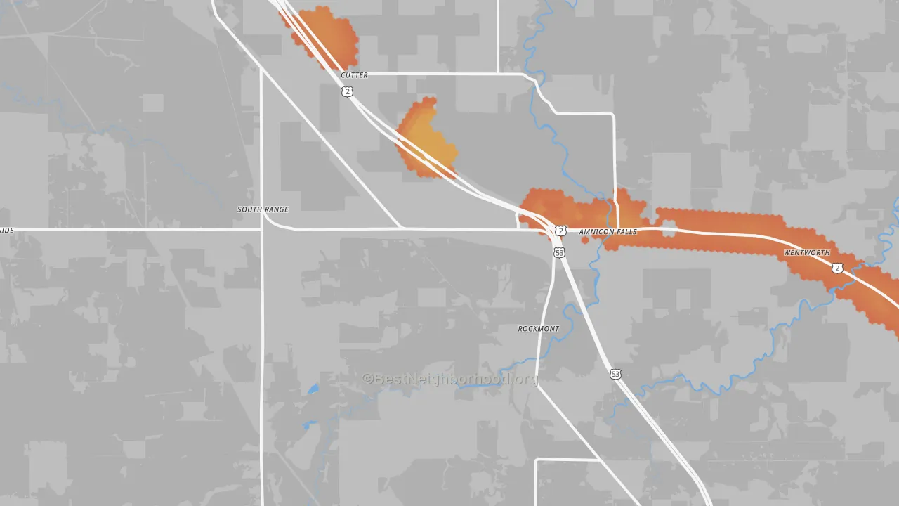 Bike Grade map of South Range, WI