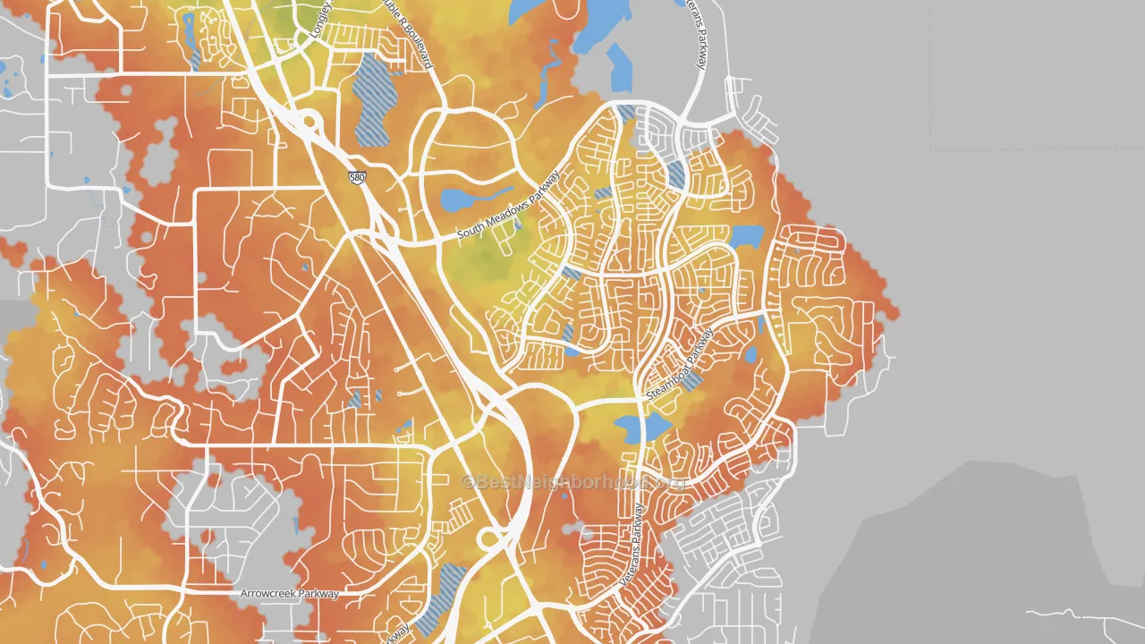 Bike Grade map of South Reno, Reno, NV