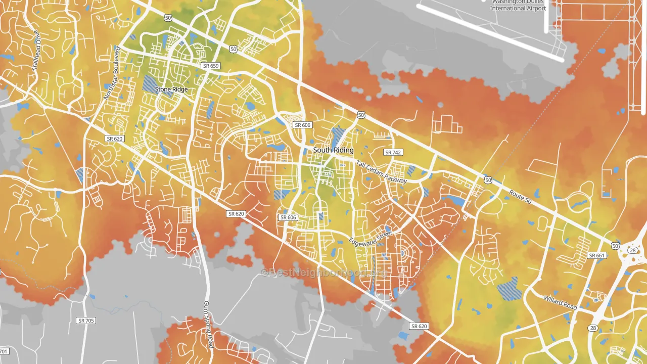 Bike Grade map of South Riding, VA
