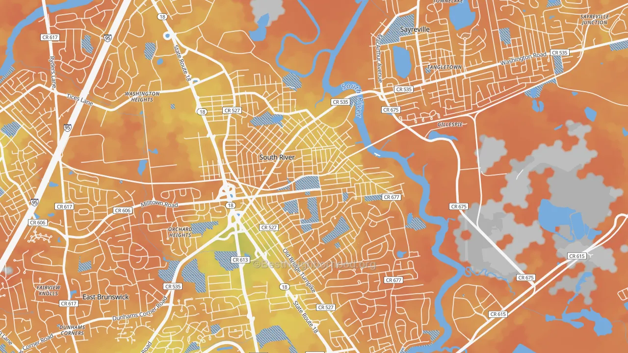 Bike Grade map of South River, NJ
