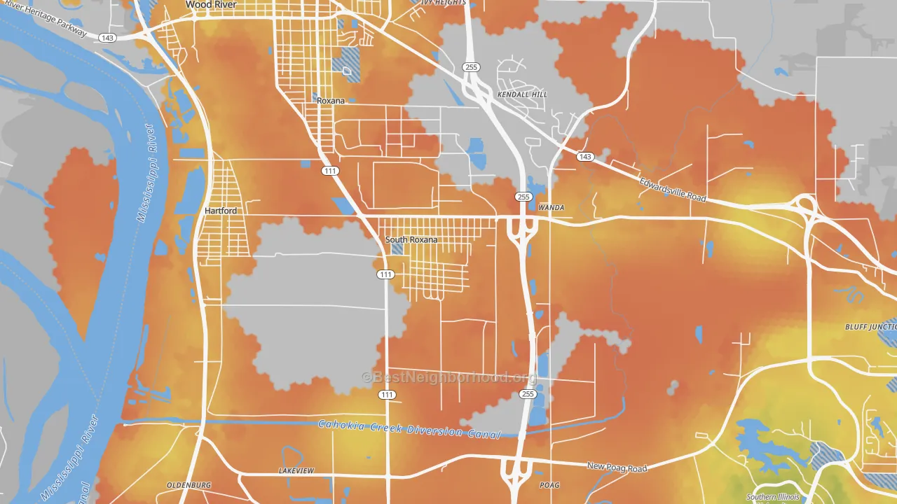 Bike Grade map of South Roxana, IL