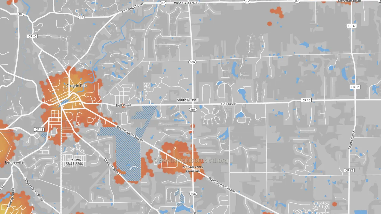 Bike Grade map of South Russell, OH
