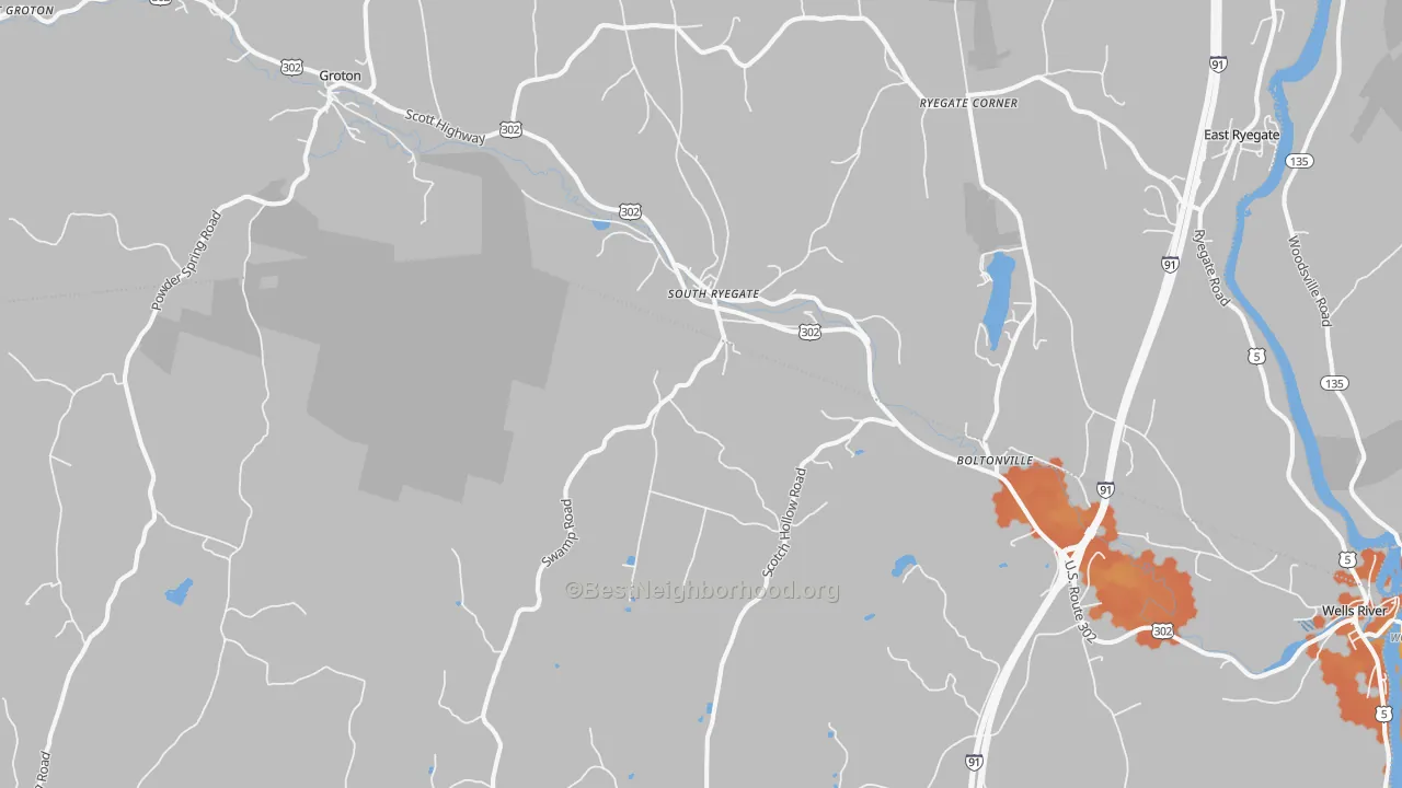 Bike Grade map of South Ryegate, VT
