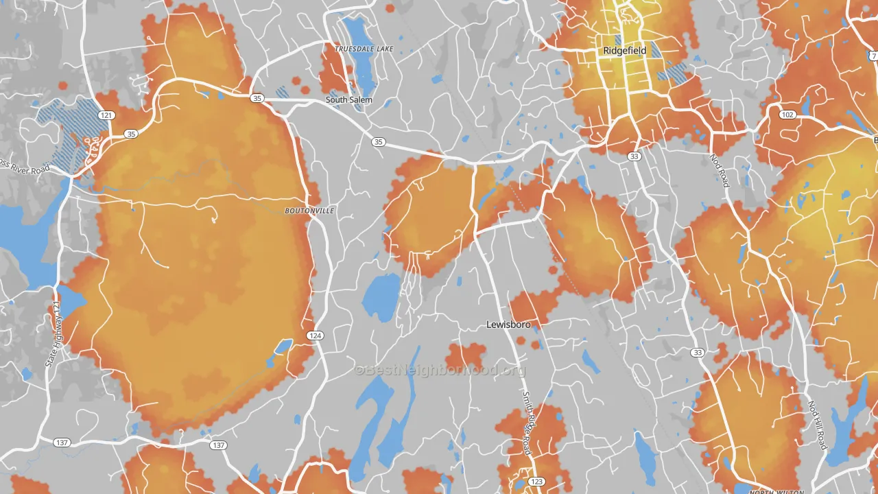 Bike Grade map of South Salem, NY