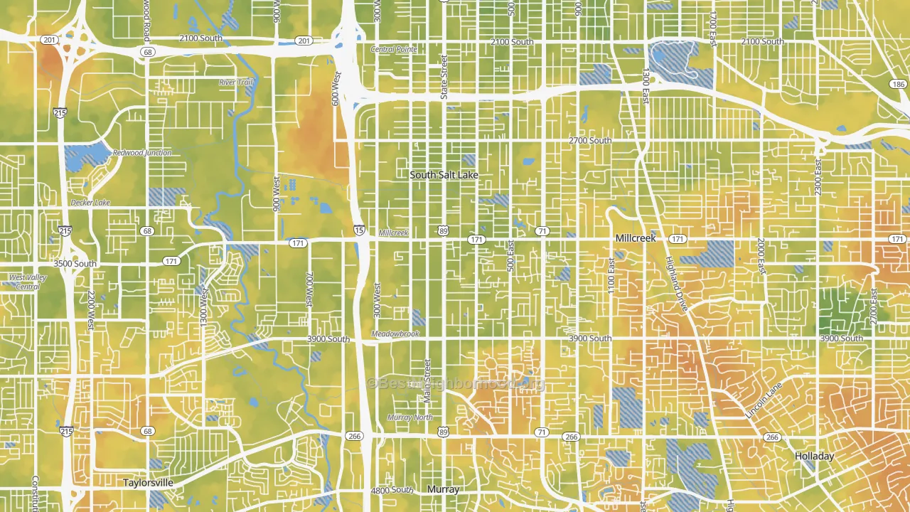 Bike Grade map of South Salt Lake, UT