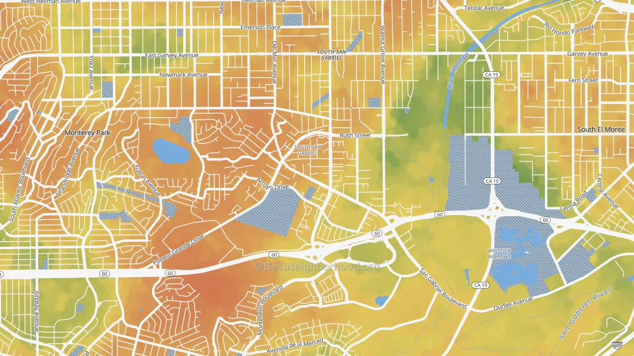 Bike Grade map of South San Gabriel, Rosemead, CA
