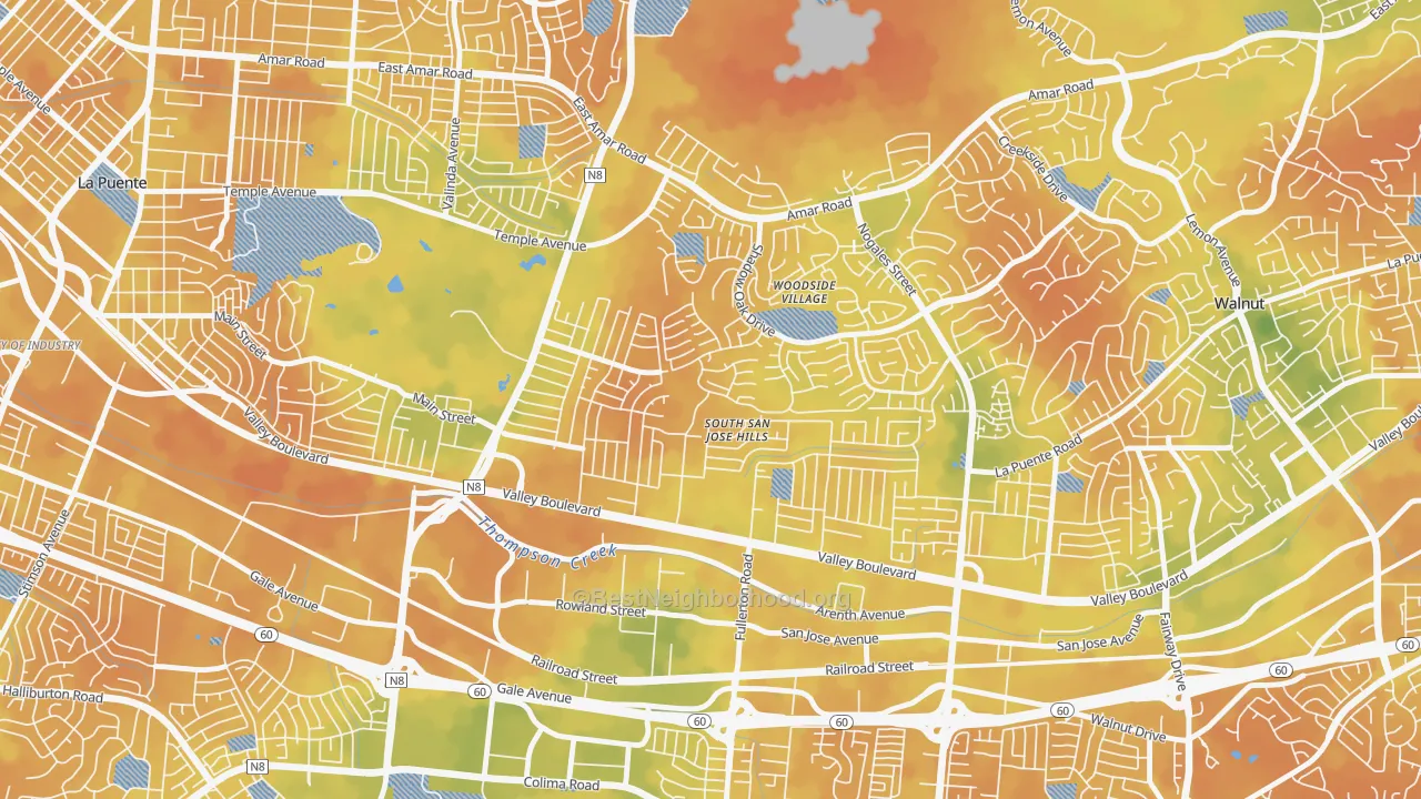 Bike Grade map of South San Jose Hills, CA