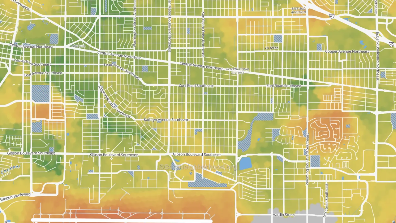 Bike Grade map of South San Pedro, Albuquerque, NM