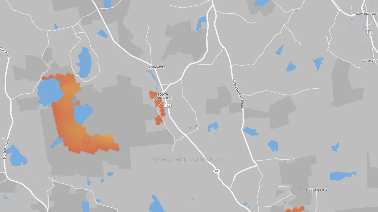Bike Grade map of South Sandisfield, MA