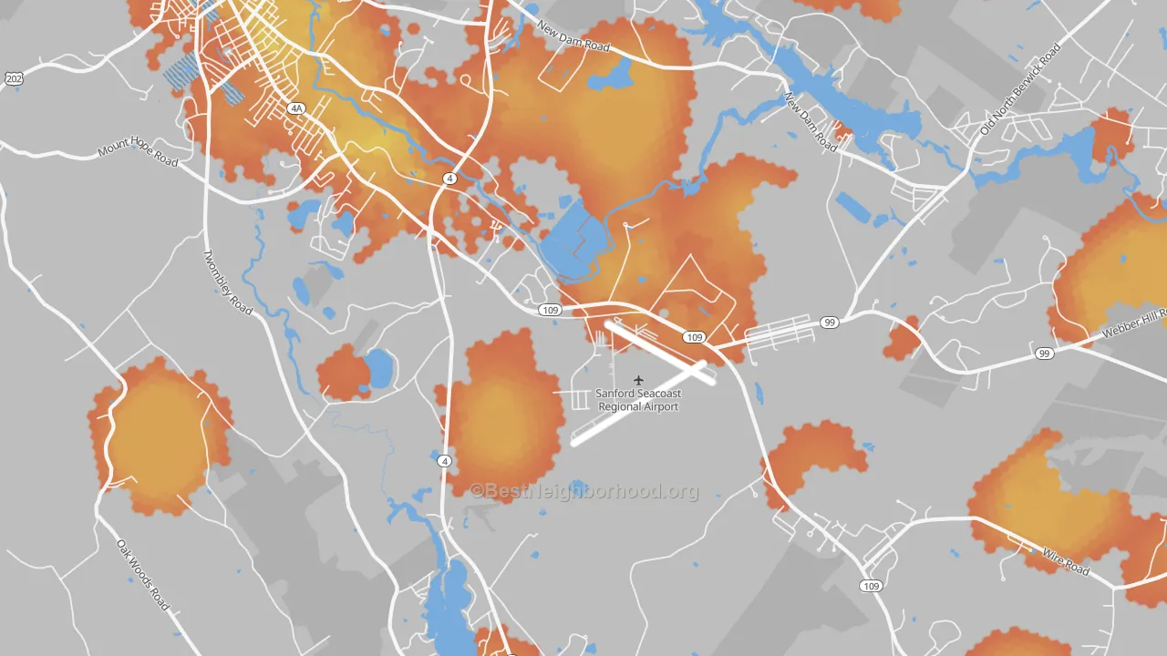 Bike Grade map of South Sanford, ME