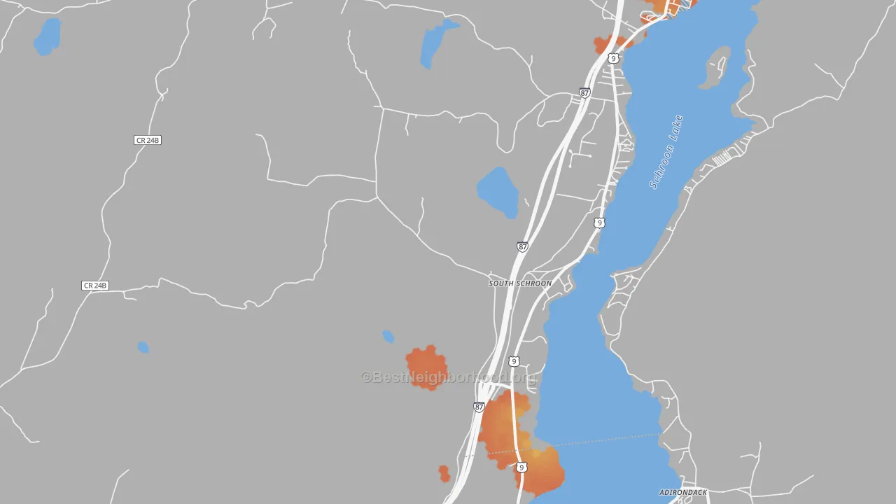 Bike Grade map of South Schroon, NY
