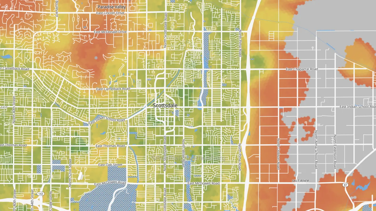 Bike Grade map of South Scottsdale, Scottsdale, AZ