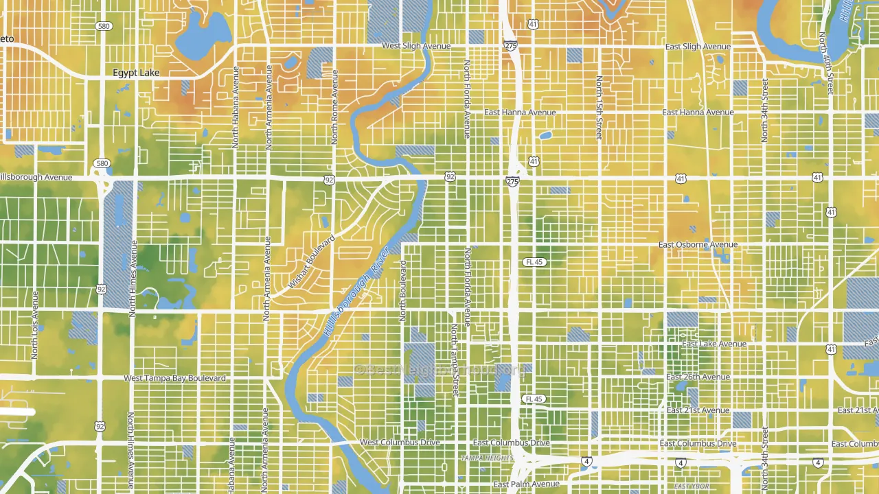 Bike Grade map of South Seminole Heights, Tampa, FL
