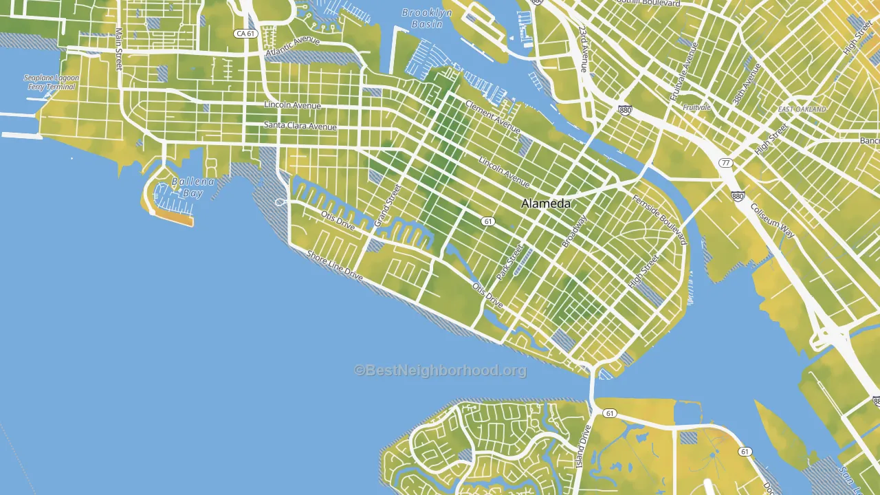 Bike Grade map of South Shore, Alameda, CA