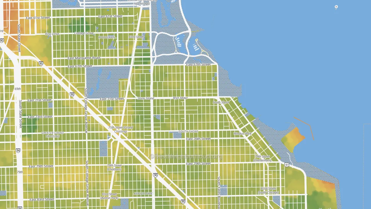 Bike Grade map of South Shore, Chicago, IL