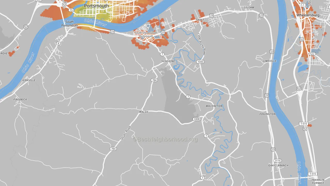 Bike Grade map of South Shore, KY