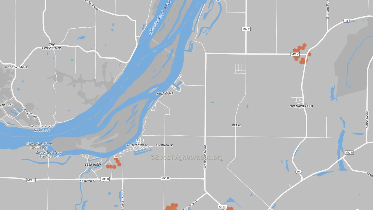 Bike Grade map of South Shore, MO