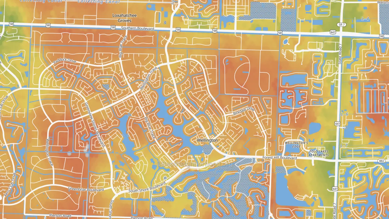 Bike Grade map of South Shore of Wellington, Wellington, FL