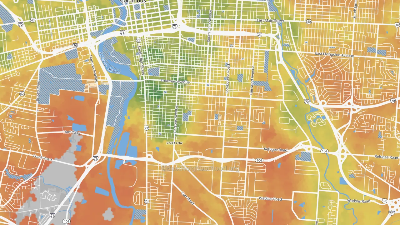 Bike Grade map of South Side, Columbus, OH