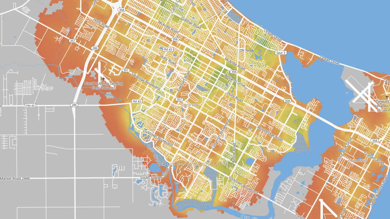 Bike Grade map of South Side, Corpus Christi, TX