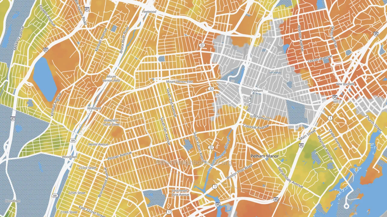 Bike Grade map of South Side, Mount Vernon, NY