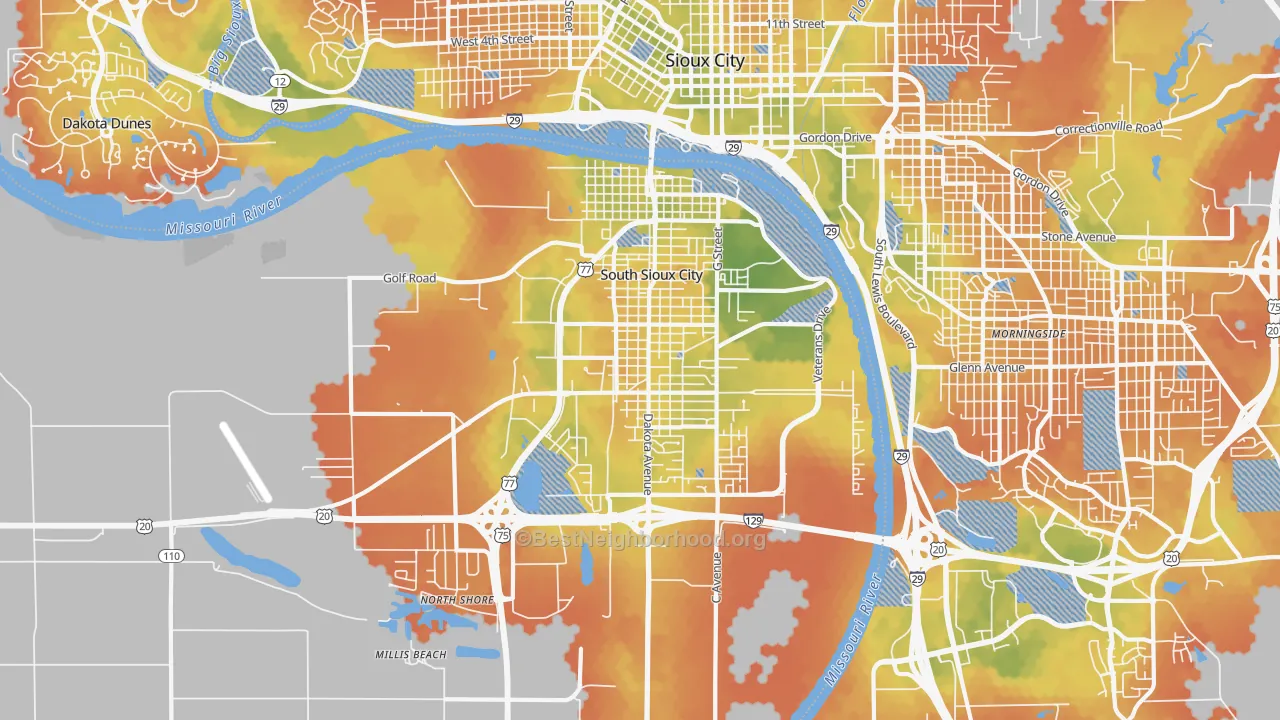 Bike Grade map of South Sioux City, NE