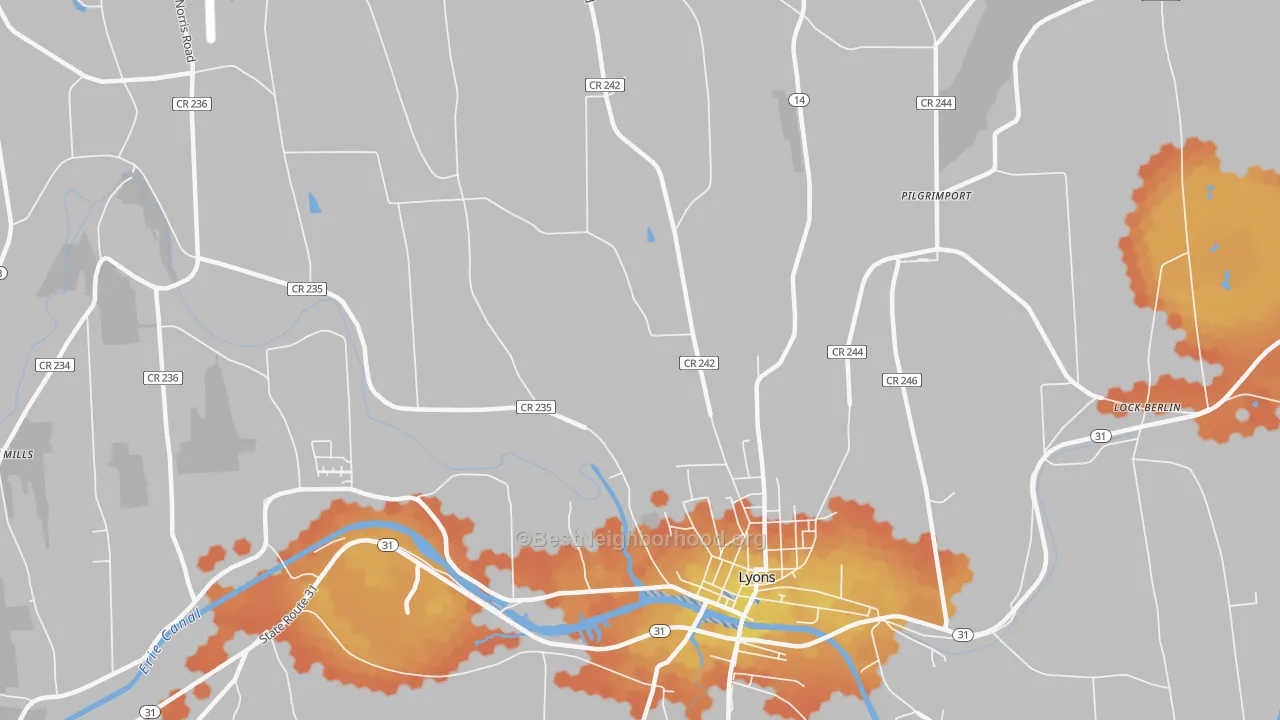 Bike Grade map of South Sodus, NY