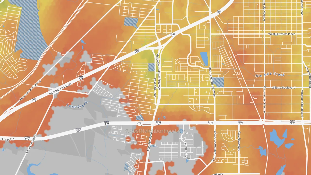 Bike Grade map of South Southwest, San Antonio, TX