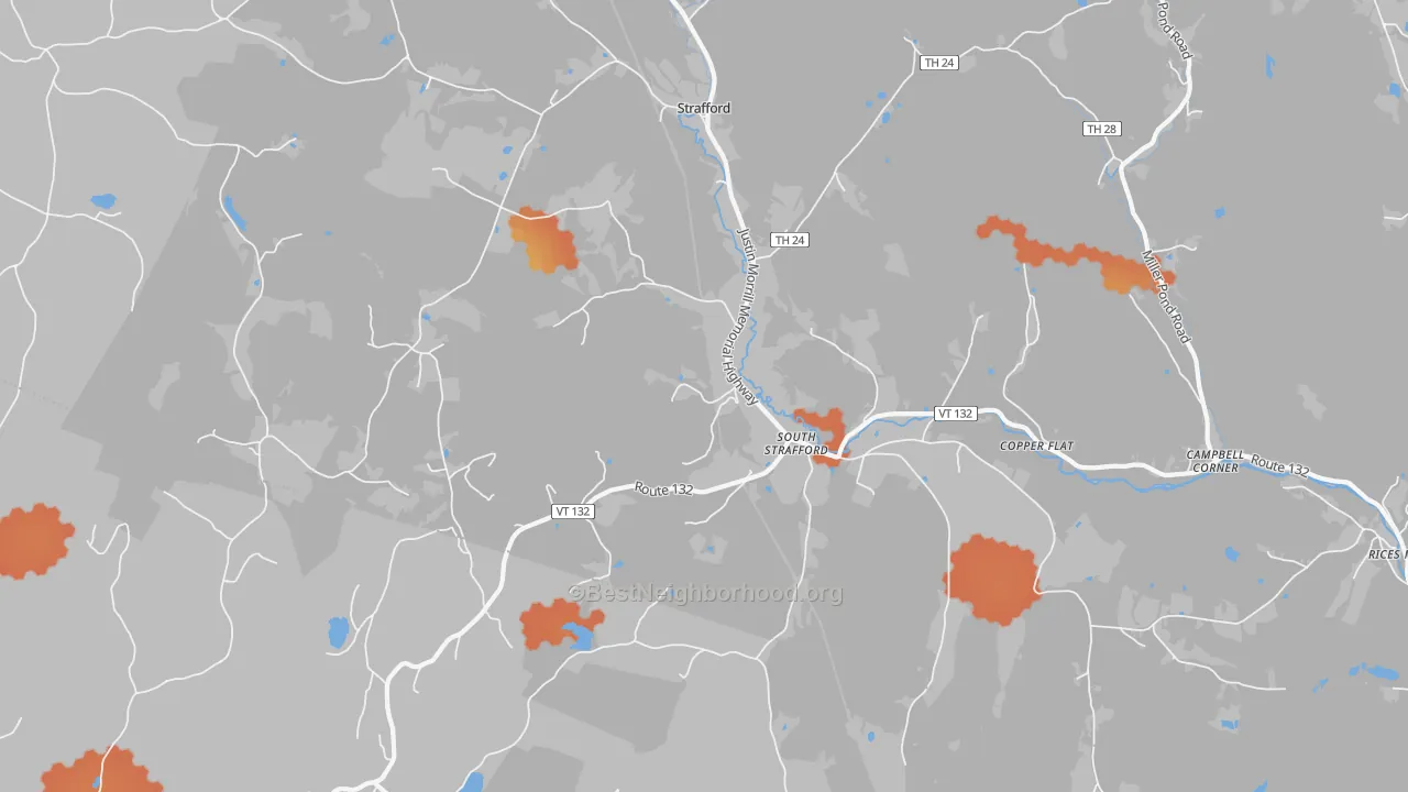 Bike Grade map of South Strafford, VT