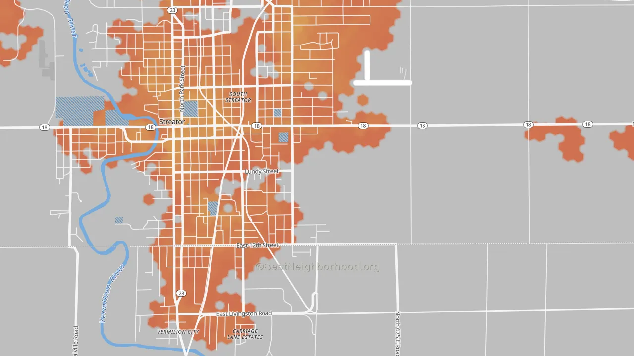 Bike Grade map of South Streator, IL